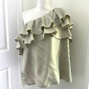 Banana Republic Silk One-Shoulder Ruffle Top XL